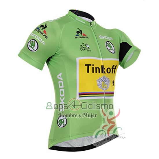 Tinkoff Lider Ropa Ciclismo Culotte Corto 2016 Hombre Mangas Cortas Verde y Negro